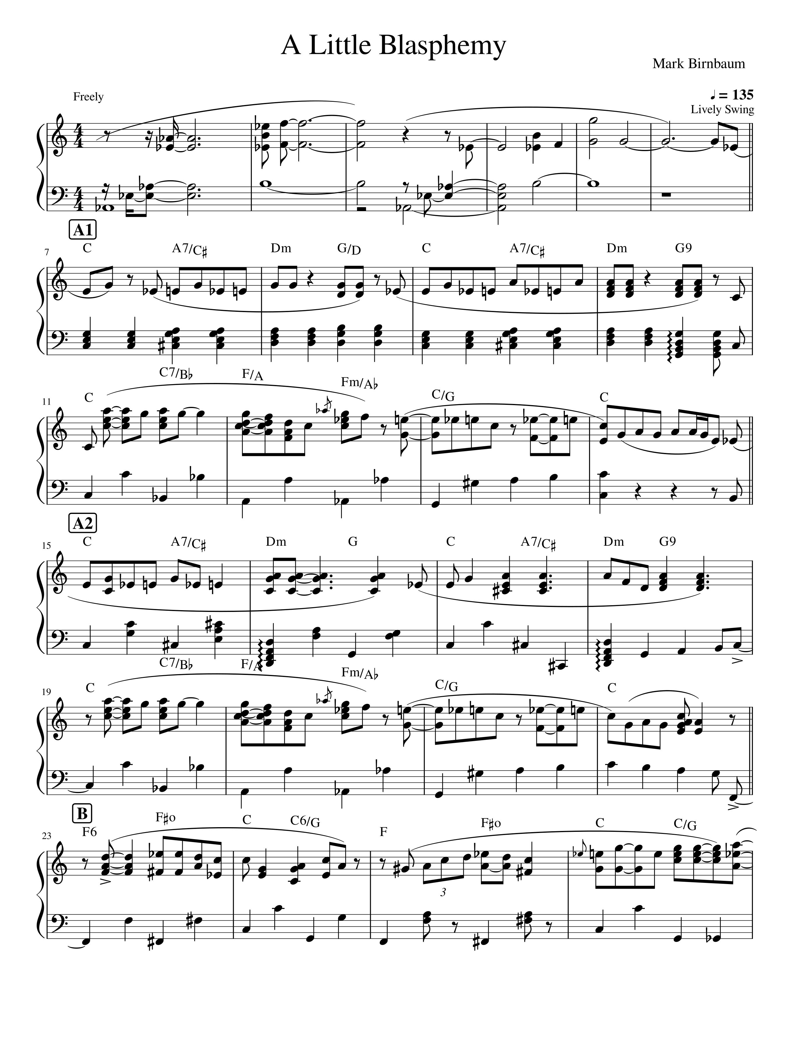 a little blasphemy piano score